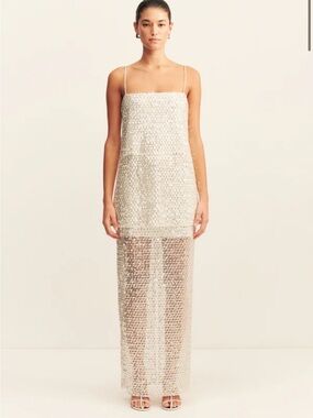la lune lace back maxi dress - cream La Lune Lace Cross Back Maxi Dress